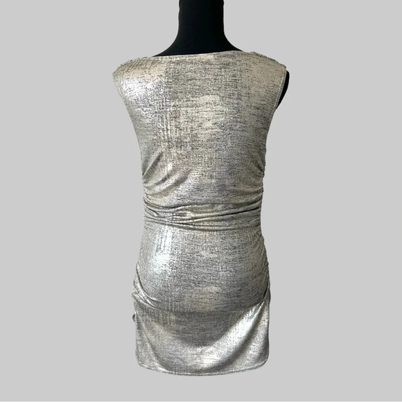 Joseph Ribkoff Light Gold Sleeveless Tunic with Ruching Style Made in Canada - Picture 5 of 15